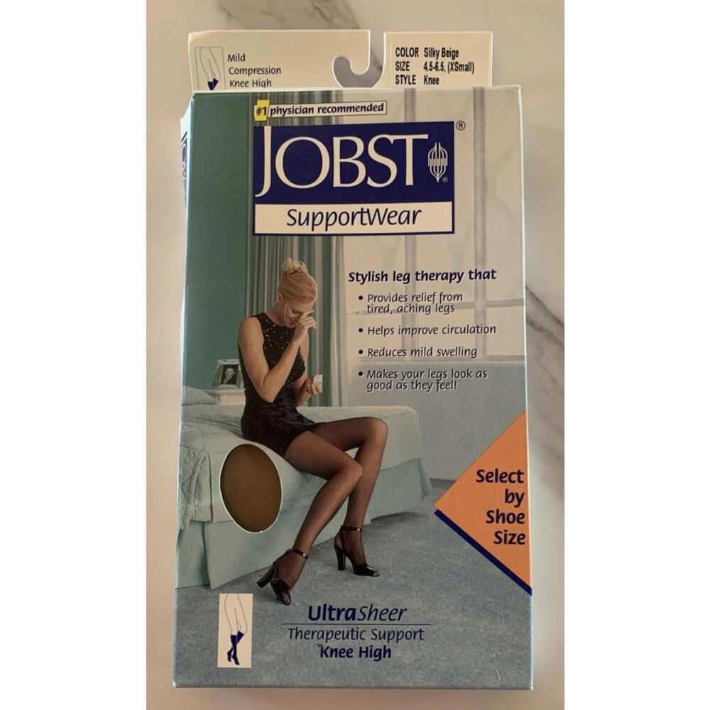 Jobst Ultrasheer Women's Silky Beige Compression Stockings Knee High 8-15MMHG XS